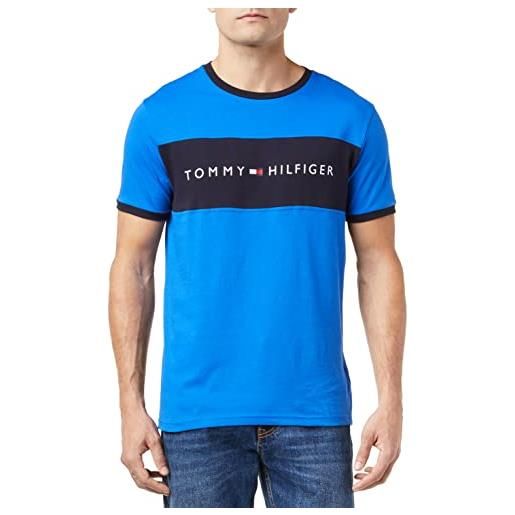 Tommy Hilfiger t-shirt uomo cn ss tee logo flag con scollo rotondo, nero (black), s