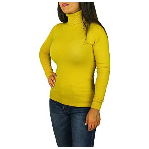 Evoga maglione dolcevita donna slim fit maglia pullover invernale elastic (xxl, rosso)