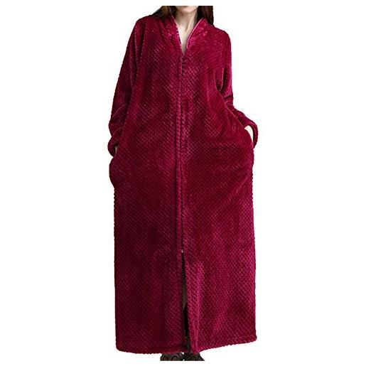 GODGETS vestaglia da donna in morbido pile cerniera lampo frontale grigio xl