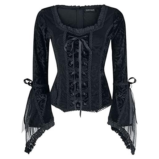Gothicana by EMP donna maglia nera a maniche lunghe con volant xl
