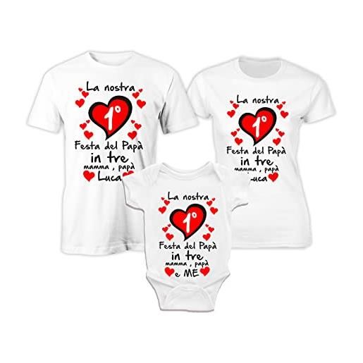 Puzzletee tris t-shirt body neonato cupido - nome personalizzabile - buona festa del papà - padre - madre - figlio piccolo - baby - body simpatico - love - amore