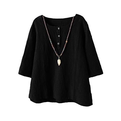 Vogstyle donna nuovo tunica t-shirt maglietta jacquard top nero 2xl