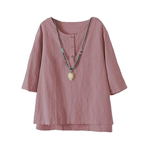 Vogstyle donna nuovo tunica t-shirt maglietta jacquard top (m, rosa)