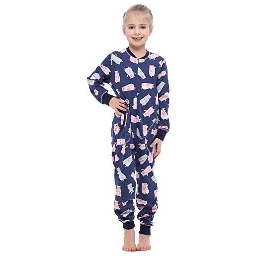 Merry Style pigiama intero bambina e ragazza ms10-186 (melange stella navy, 134-140)