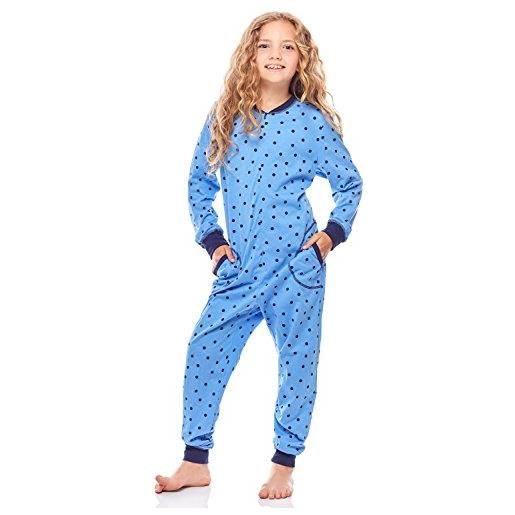 Merry Style pigiama intero bambina e ragazza ms10-186 (blu pois navy, 122-128)