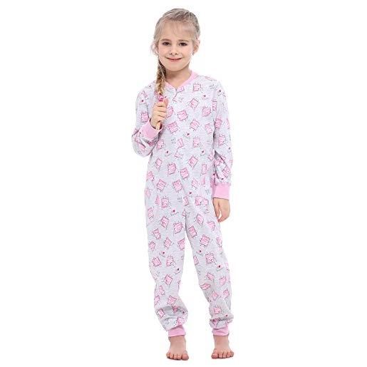 Merry Style pigiama intero bambina e ragazza ms10-186 (rosa cuori melange, 158-164)