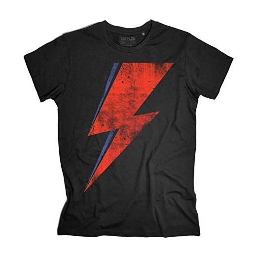 3stylershop t-shirt uomo vintage thunder fulmine saetta rossa rebel make-up - cotone organico 140 gr/mq
