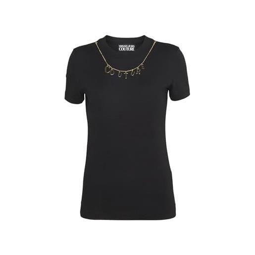 VERSACE JEANS COUTURE versace t-shirt donna bianco t-shirt casual con catenina con pendenti logo lettering s
