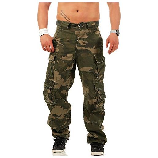 Jetlag jet lag 007 - pantaloni cargo larghi da uomo, diversi colori (28 - 44) camouflage scuro xxxl