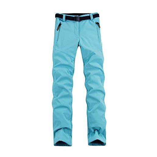 DAIHAN uomo/donna impermeabile pantaloni softshell pantaloni foderati in pile pantaloni trekking impermeabile caldo outdoor pantaloni da escursionismo arrampicata donne cielo blu xs