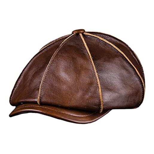 DongBao pelle coppola berretto da uomo donna newsboy cap cappello piatto vintage beret visiera 8 spicchi cappello baker boy in pelle