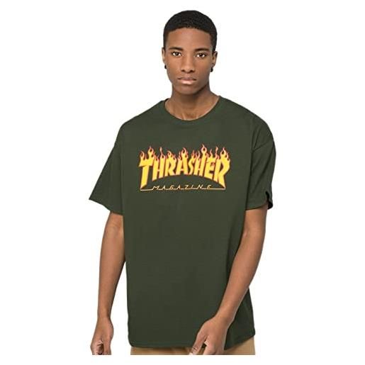 Thrasher men's flame logo short sleeve t shirt forest green s
