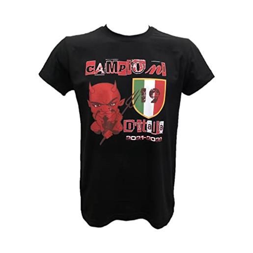 Generico t-shirt bambino - ragazzo nera celebrativa milan campione d'italia - maglia 19 scudetto 2021/2022 stampata direttamente su tessuto, nero, taglia unica