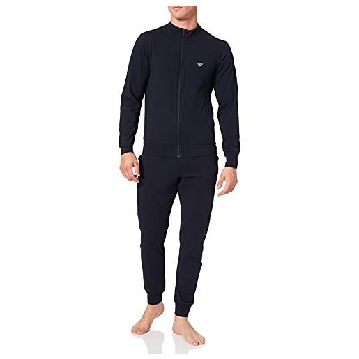 Emporio Armani underwear jacket+pants with cuffs pyjamas basic loungewear, set pigiama, uomo, blu (marine), xl