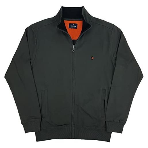 Coveri felpa giacca pullover aperta uomo sportiva con cerniera zip intera cotone (xxl - blu)