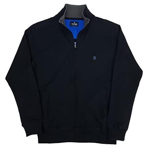 Coveri felpa giacca pullover aperta uomo sportiva con cerniera zip intera cotone (xxxl - indaco)