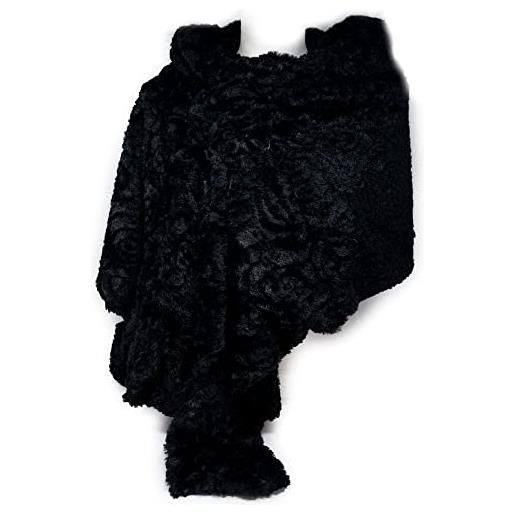 Emila stola nera ecopelliccia elegante donna coprispalle invernale sciarpa per matrimonio mantella calda collo eco pelliccia ecologicacopri abito da cerimonia scialle signora nero