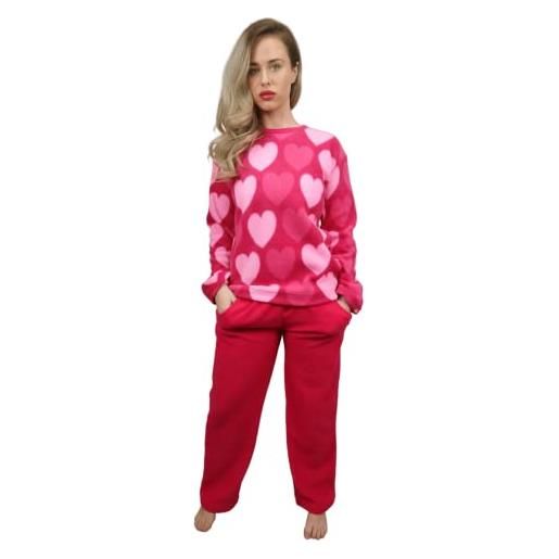 KRUXADER pigiama invernale da donna in caldo pile, da notte, taglie 40-58, aeryn rosa, l