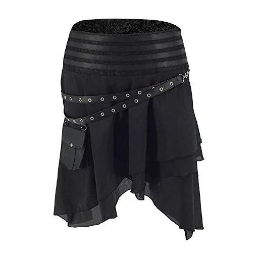Zooma - gonna da donna vintage, stile steampunk rock, in rete, a vita alta, di lunghezza asimmetrica, colore nero, nero (top + rock). , xxxxxxl