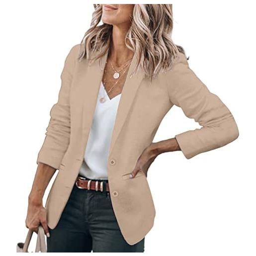 Minetom blazer donna maniche lunghe tinta unita cappotto elegante ufficio business blazer gilet tailleur giacca con bottoni grigio xl
