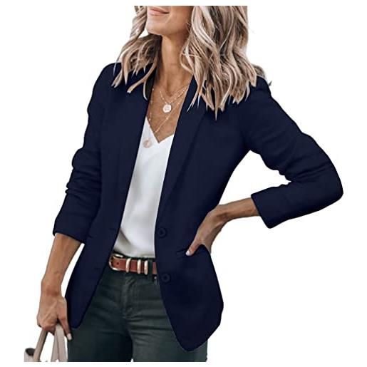Minetom blazer donna maniche lunghe tinta unita cappotto elegante ufficio business blazer gilet tailleur giacca con bottoni nero m