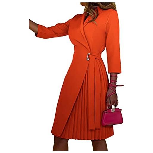 shownicer vestito elegante donna a manica 3/4 vita alta scollo a v pieghetta vestiti da cocktail cerimonia con cintura b nero-rosa m