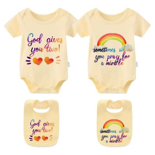 culbutomind baby twins body double rainbow all the way baby compleanno doccia abbigliamento pagliaccetto del bambino, giallo breve dio dà, 2 mesi