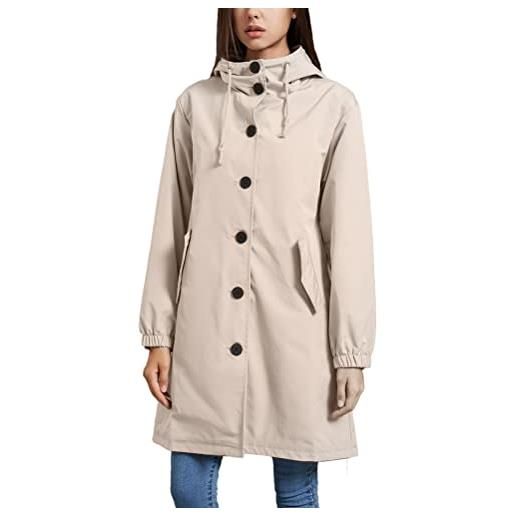 ORANDESIGNE cappotti impermeabili da donna trench cappotto autunno inverno giacca a vento con cappuccio cappotto antipioggia lungo casual allentata giacca di transizione a cachi 3xl