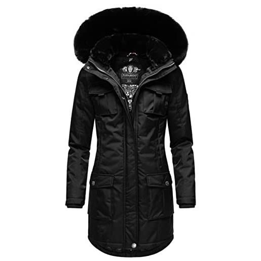 Navahoo tiniis - cappotto invernale da donna con cappuccio rimovibile, con borsa in tessuto, xs-xxl, nero , xl