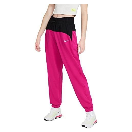 Nike w nsw icn clsh jogger mix hr pantaloni sportivi, fireberry/black/(white), m donna