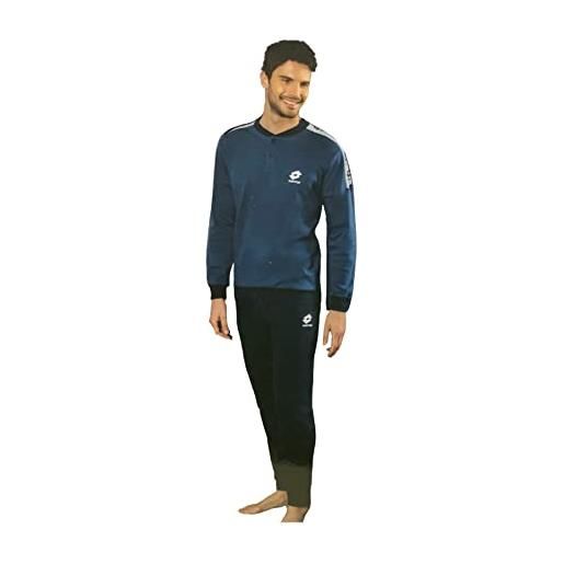 Lotto pigiama uomo in caldo cotone invernale, linea prestige, pigiama uomo invernale (4064 jeans, 5xl)