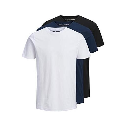 Jack & jones s jjeorganic basic tee ss o-neck 3pk mp t-shirt, nero confezione: 2 bianche, 1 nero, xl uomo