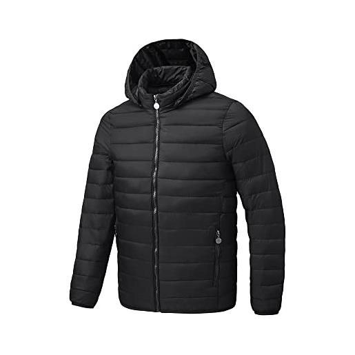STILL giacca uomo piumino leggero 100 grammi colori primavera estate cappuccio removibile moda new l1211 (m, nero)
