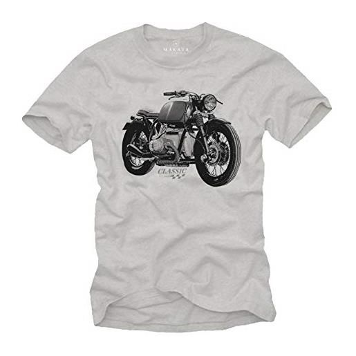 MAKAYA abbigliamento moto vintage oldtimer t-shirt - magliette motociclista regali grigio s