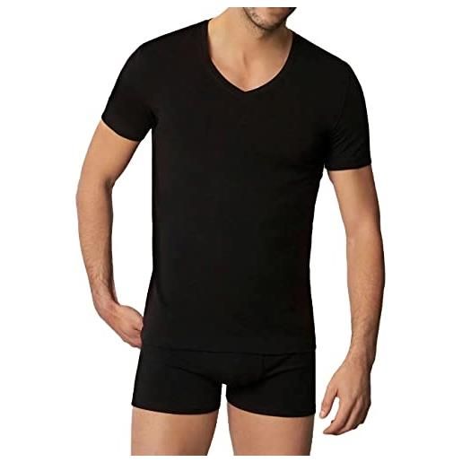 Liabel 3-6 pezzi - maglietta intima uomo cotone bielastico scollo v - maglia intima uomo elasticizzata - 03858 (m, 6 pezzi bianco)