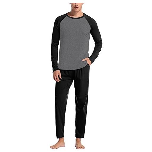 Kobilee set pigiama da uomo felpato invernale manica lunga sleepwear morbido caldo intimissimi pigiama pile pigiama due pezzi elegante cotone lungo abbigliamento da notte lovable leggero