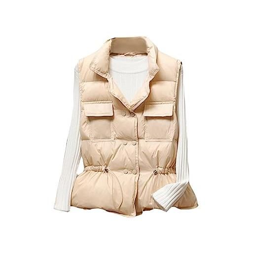 ORANDESIGNE gilet in piumino donna gilet trapuntato autunno invernali smanicato piumino canottiera mode leggermente imbottito giacca senza maniche gilet casual con cerniera outerwear a bianco m