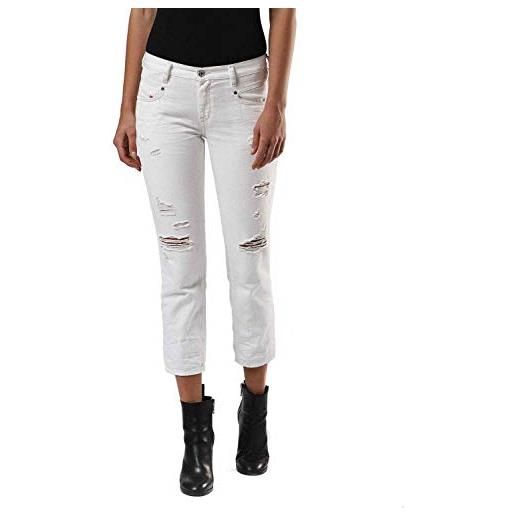 Diesel pantaloni belthy-ankle jeans dritti, bianco, 28w x 28l donna