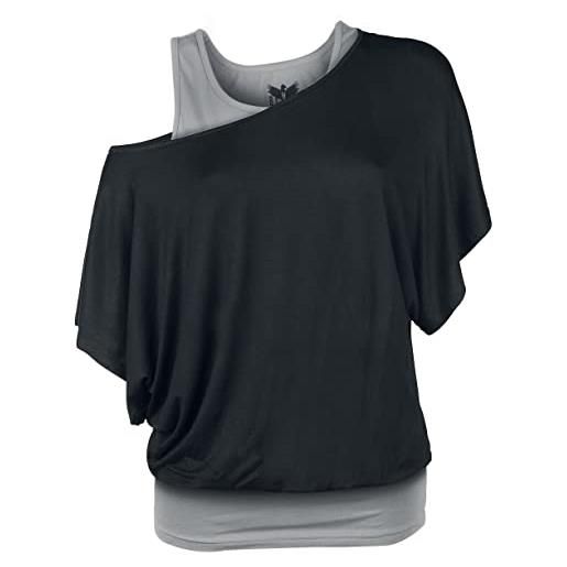 Black Premium by EMP donna t-shirt grigia-nera a doppio strato xxl