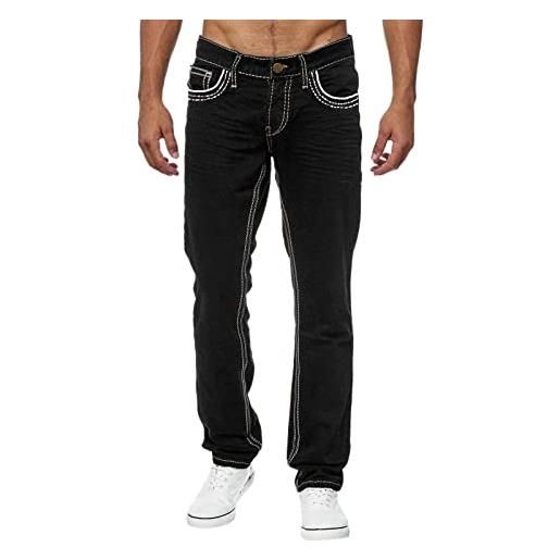 Beokeuioe jeans da uomo elasticizzati, in denim, vestibilità aderente, casual, a vita alta, vestibilità regolare, jeans, d-1 blu, l