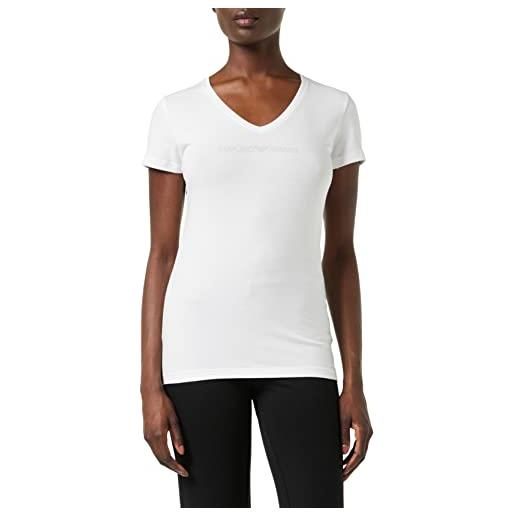 Emporio Armani donna v neck t-shirt iconic cotton maglietta, bianco, xs