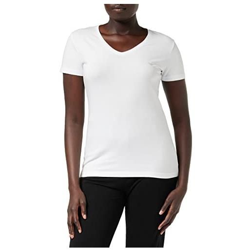 Emporio Armani donna v neck t-shirt iconic cotton maglietta, bianco, xs
