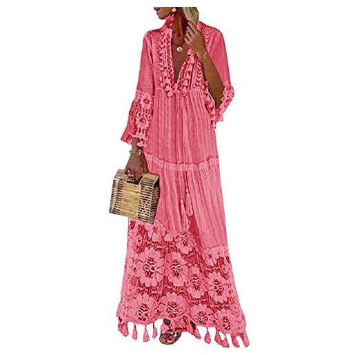 Minetom donna elegante vestiti da matrimonio pizzo abito in chiffon lunghi vestito formale banchetto sera blu 46