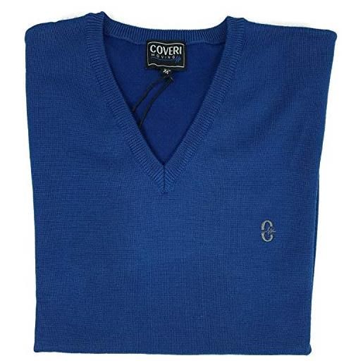 Coveri maglione uomo scollo v pullover punta tinta unita elegante classico maglioncino (m - grigio scuro)