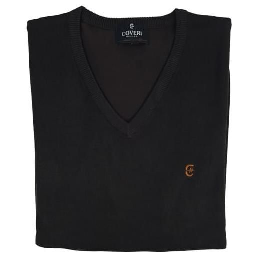 Coveri maglione uomo scollo v pullover punta tinta unita elegante classico maglioncino (xxxl - verdone)