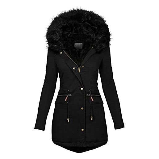 Modaworld cappotto invernale da donna elegante piumino pelliccia giacca con cappuccio donna caldo invernale lungo giubbotto trench donna invernale