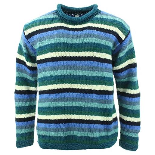 Loud Jumpers maglione in lana grossa a righe retrò space dye, strisce blu. , m