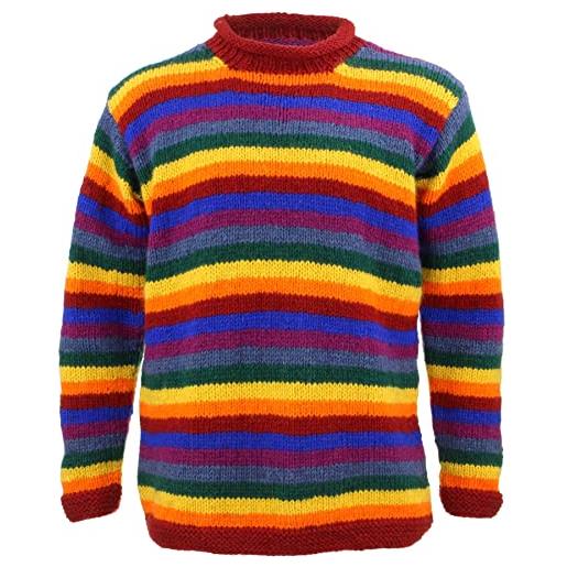 Loud Jumpers maglione in lana grossa a righe retrò space dye, a righe rosse e nere. , l