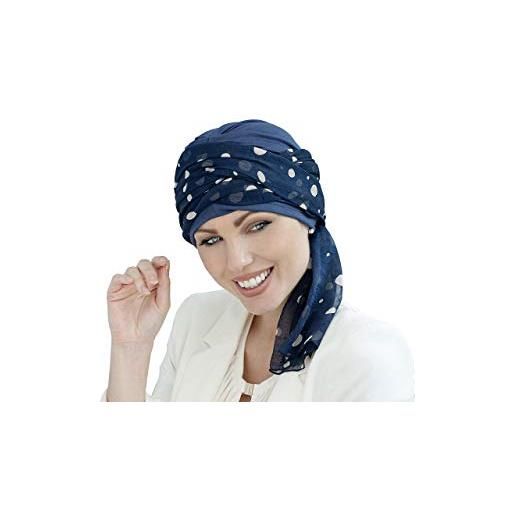 MASUMI daisy - copricapo a turbante in cotone - per pazienti cancro, per chi soffre di alopecia o perdita di capelli - donna - mosaico rosso