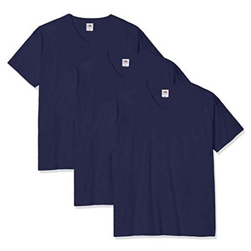 Fruit of the Loom original v-neck tee, 3 pack t-shirt, nero (black 36), xxx-large (pacco da 3) uomo